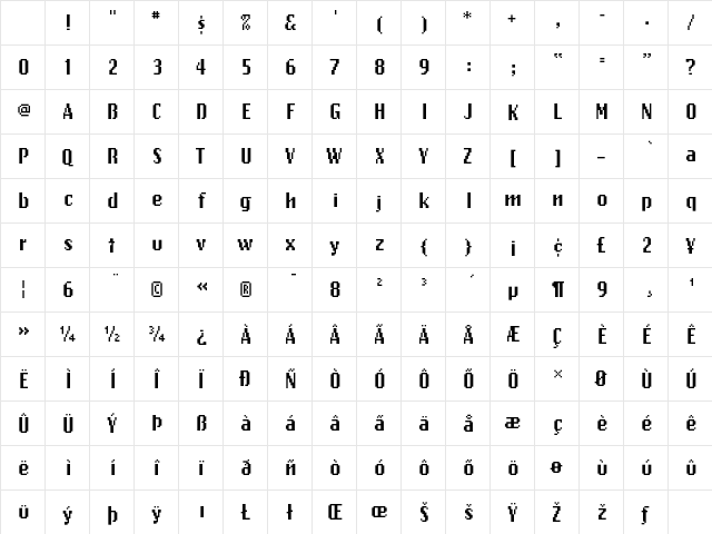 OaklandTen Regular Character Map OaklandTen Regular Character Map