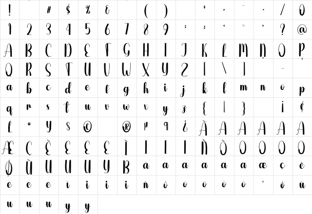 Oats Regular Character Map