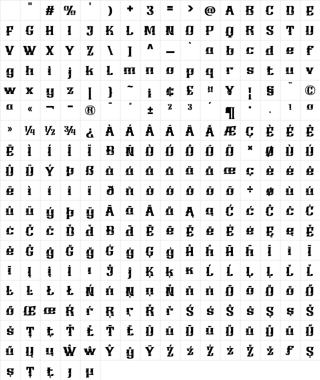 OBITRUK Trial Regular Character Map OBITRUK Trial Regular Character Map