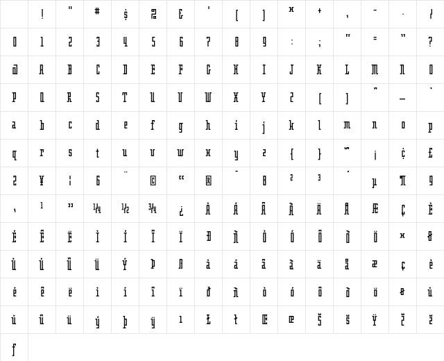 Oblong Regular Character Map Oblong Regular Character Map