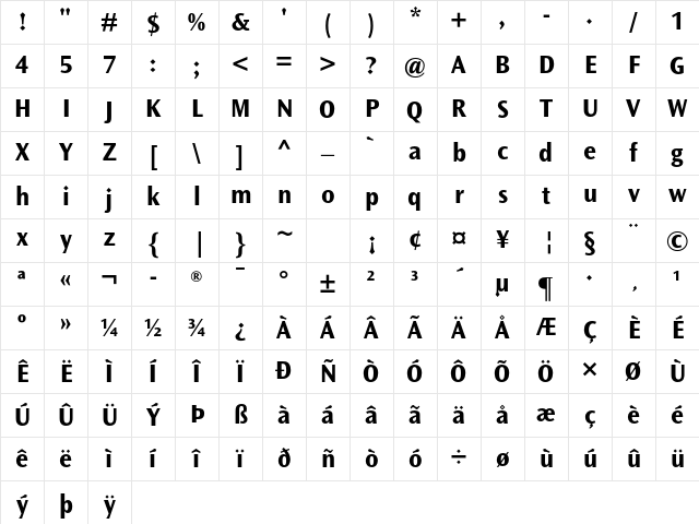 Ocean Sans Std Bold Character Map