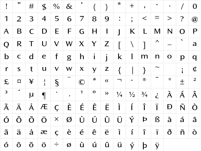 Ocean Sans Std Book Extended Character Map