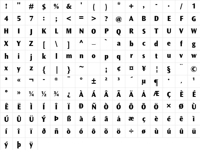 Ocean Sans Std ExtraBold Character Map