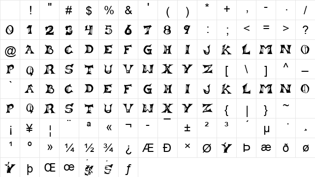 Lestat Regular Character Map