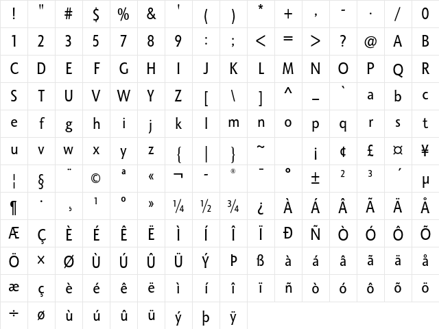Octone ITC Std Regular Character Map