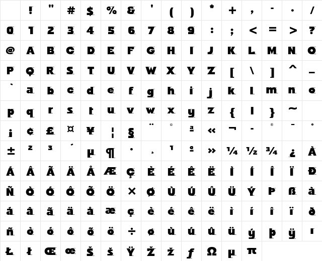 Odyssee ITC Std Ultra Character Map Odyssee ITC Std Ultra Character Map