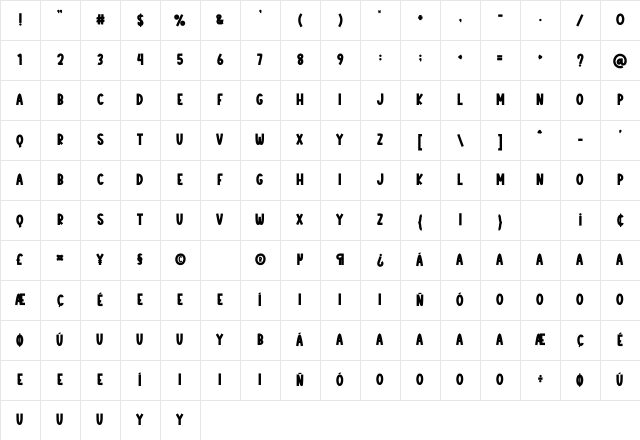 Official Regular Character Map