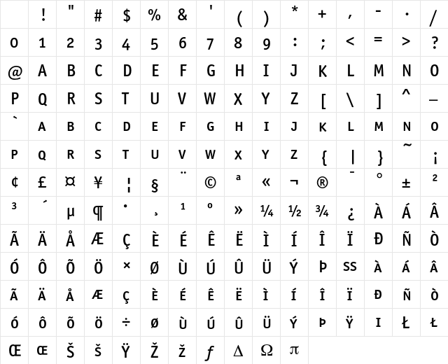 OfficinaSanITC MediumSC Character Map OfficinaSanITC MediumSC Character Map