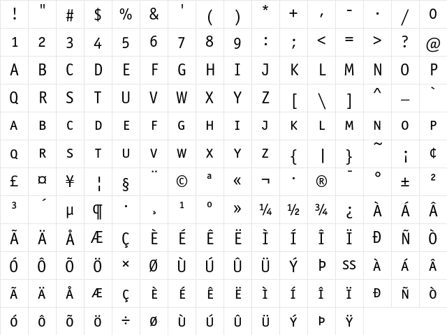 OfficinaSansITC Book SC Character Map