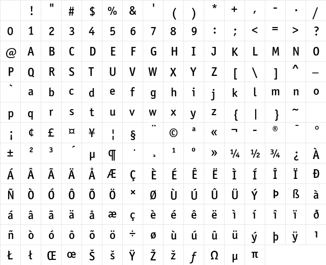 OfficinaSansITCStd Medium Character Map OfficinaSansITCStd Medium Character Map