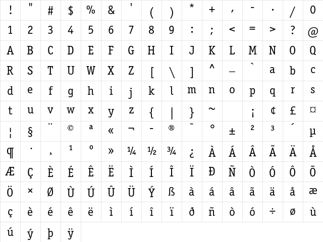 ITC Officina Serif Std Book Character Map