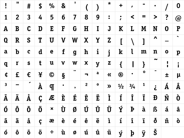 Officina Serif ITC Bold Character Map
