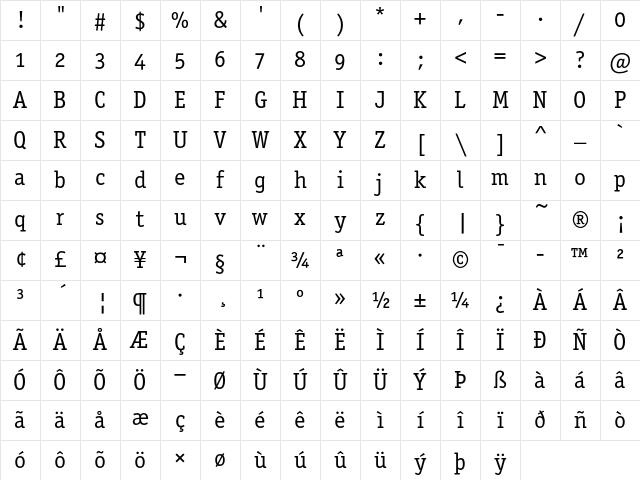 Officina Serif ITC Book OS Character Map Officina Serif ITC Book OS Character Map