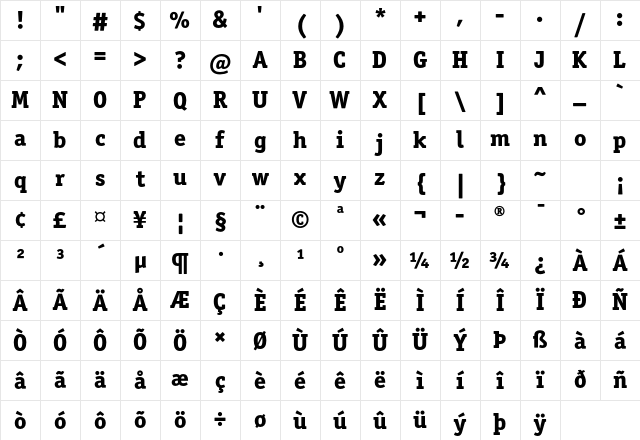 OfficinaSerITCStd ExtraBold Character Map