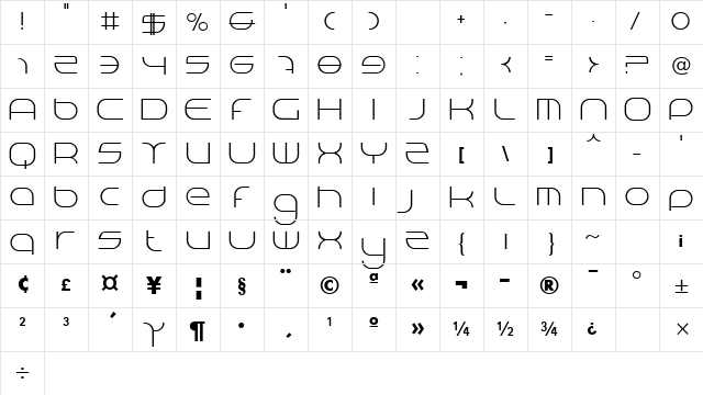 BN Niv 5000 Regular Character Map BN Niv 5000 Regular Character Map