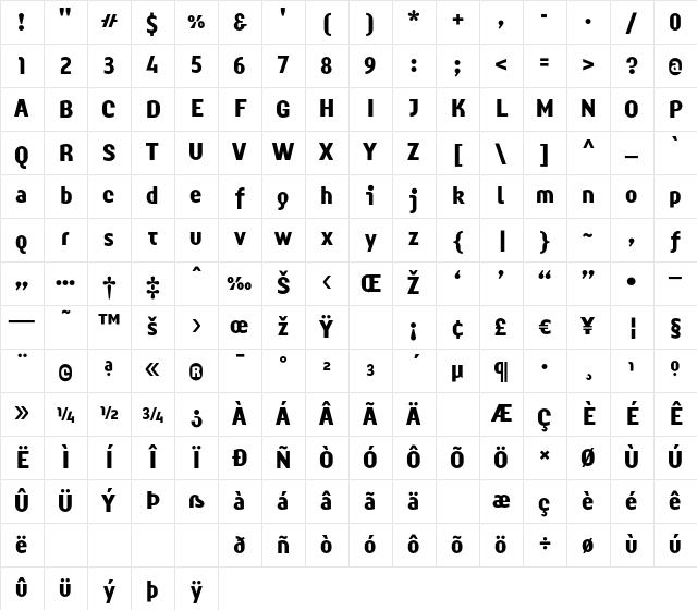 OgilveLFBold Regular Character Map OgilveLFBold Regular Character Map