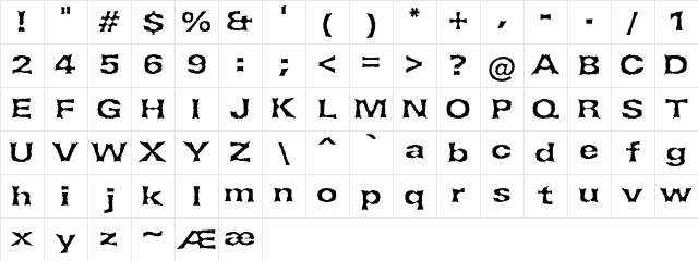 Lethargic (BRK) Regular Character Map Lethargic (BRK) Regular Character Map