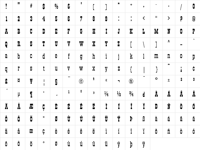 OldTowneNo.536 Regular Character Map