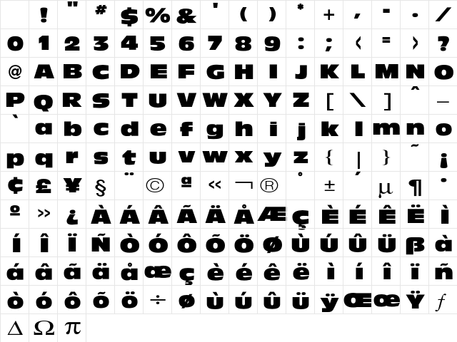 Olive AntiqueBlackExt Character Map