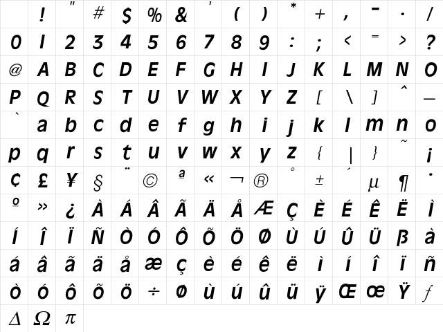 Olive AntiqueItalic Character Map