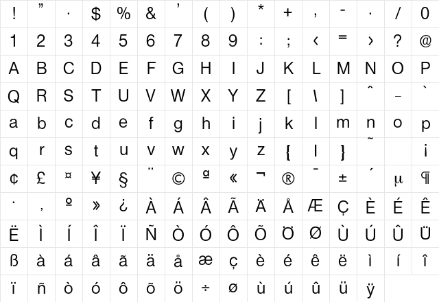 Olympia-Medium Regular Character Map Olympia-Medium Regular Character Map