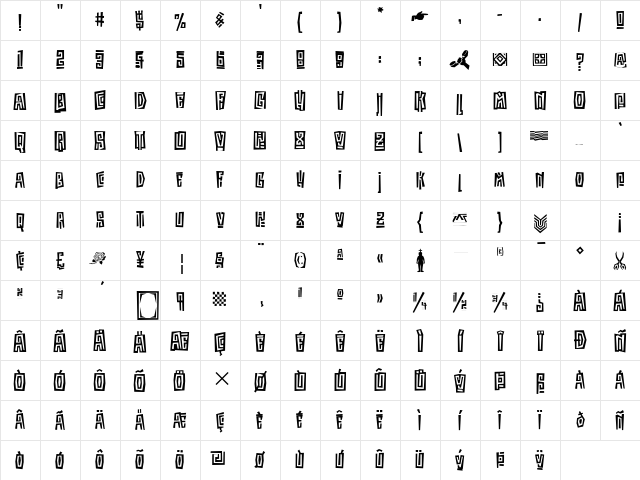 KokoaITC Bold Character Map