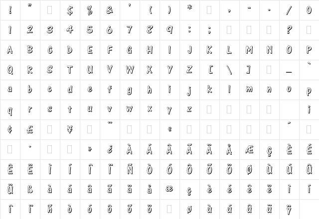 One Stroke Script Shaded Plain Character Map One Stroke Script Shaded Plain Character Map