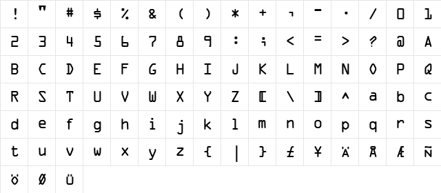 OpticalCode Regular Character Map