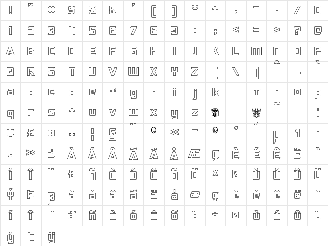 Optimus Hollow Regular Character Map