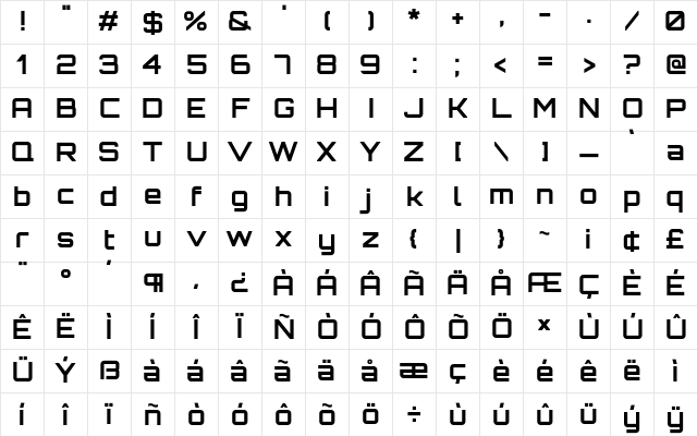 Orbitron Bold Character Map