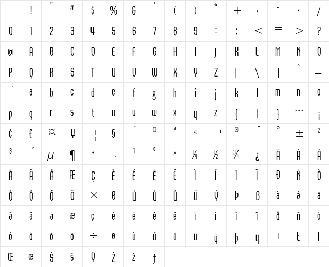 Orbon ITC Regular Character Map Orbon ITC Regular Character Map