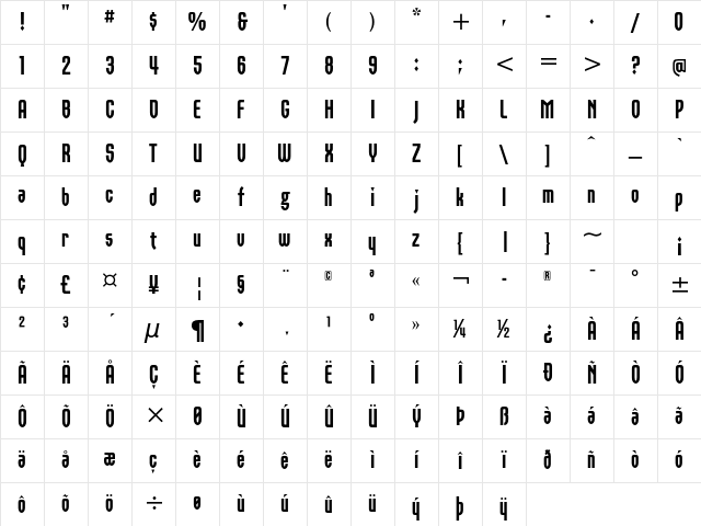 Orbon ITC Std Black Character Map