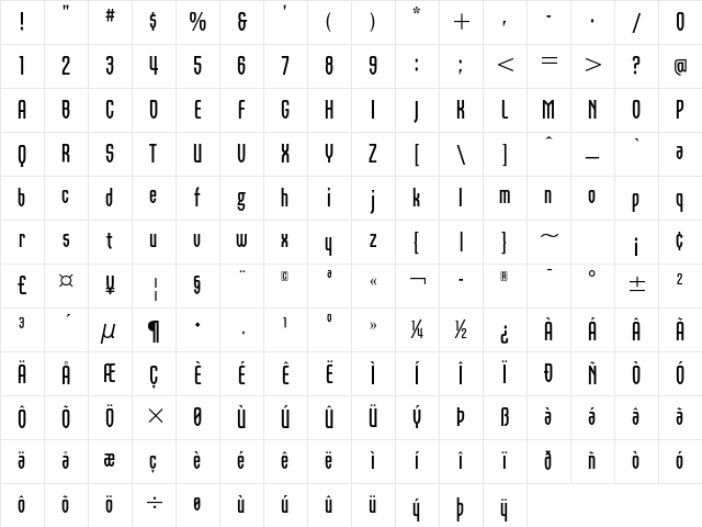 Orbon ITC Std Bold Character Map
