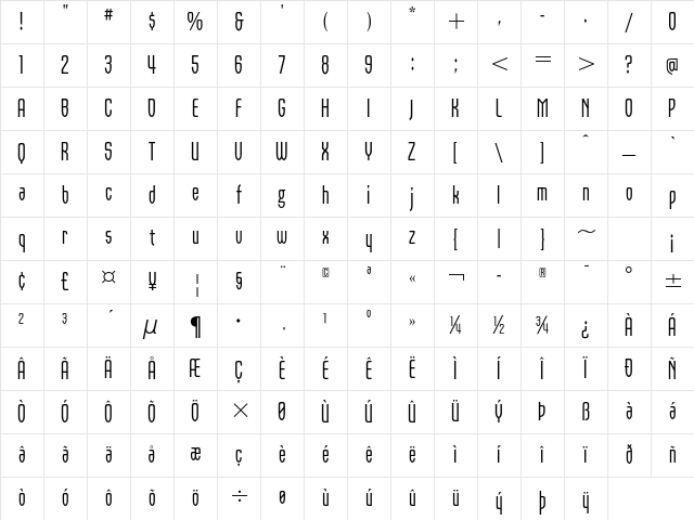 Orbon ITC Std Regular Character Map
