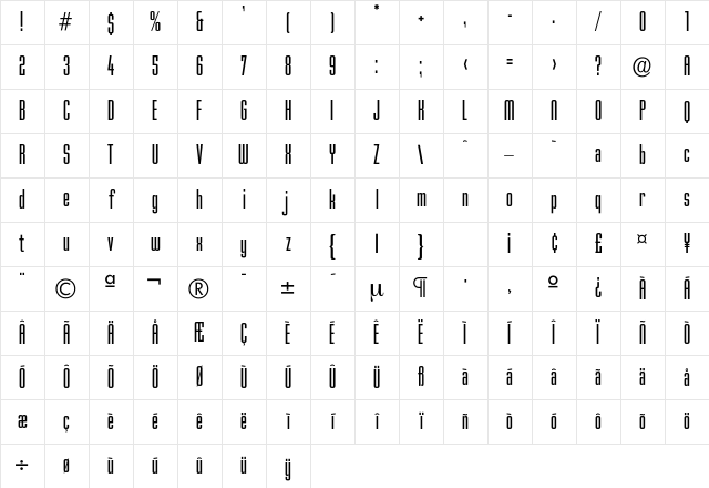 OrlandoRegular Regular Character Map