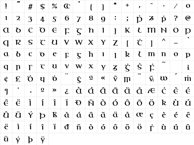 OssianGaelicEF Bold Character Map