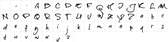 onetrickTony Regular Character Map onetrickTony Regular Character Map