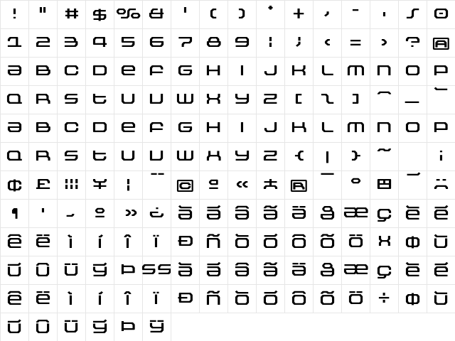 Outlander Medium Character Map