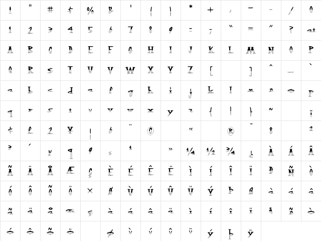 OutwestHalfEmpty Regular Character Map