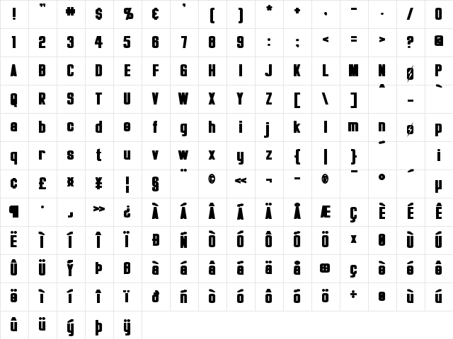 Overseer Bold Character Map