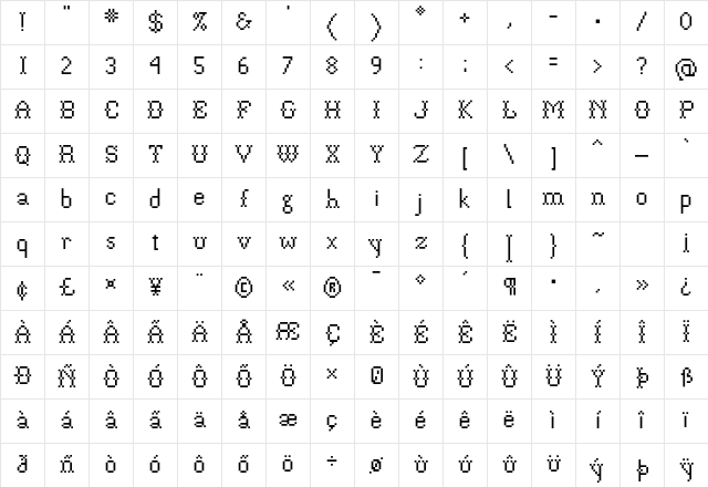 P22FolkArt Block Character Map