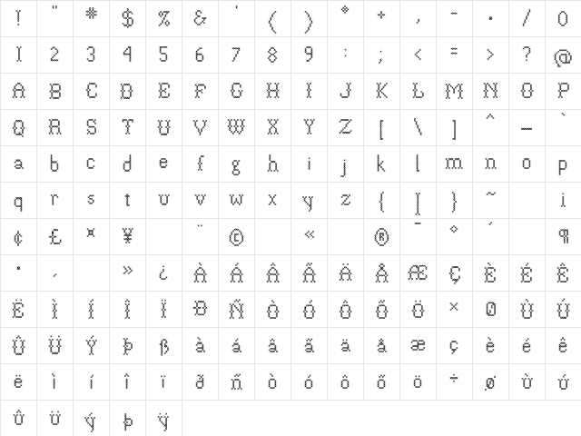 P22FolkArt Cross Character Map