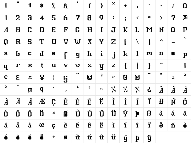 P22FolkArt Stitch Character Map