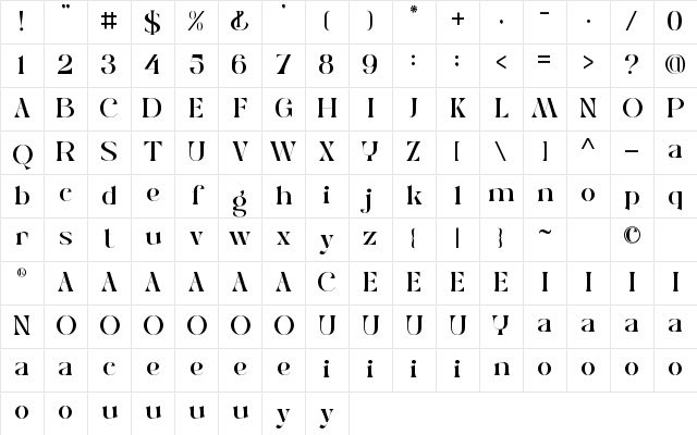 KOLAK Regular Character Map