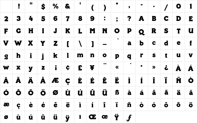 PaddingtonEF Regular Character Map PaddingtonEF Regular Character Map