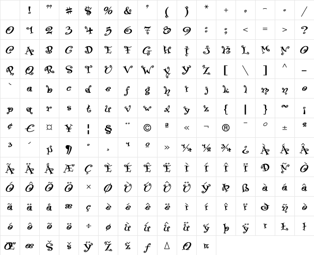 PaisleyICG 02Alt Character Map PaisleyICG 02Alt Character Map