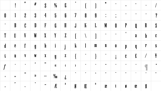 PallMallBold Regular Character Map PallMallBold Regular Character Map