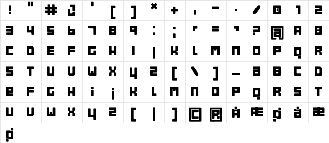 Bob Regular Character Map