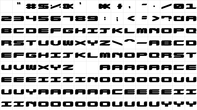 Panoptic Monospace Bold Character Map