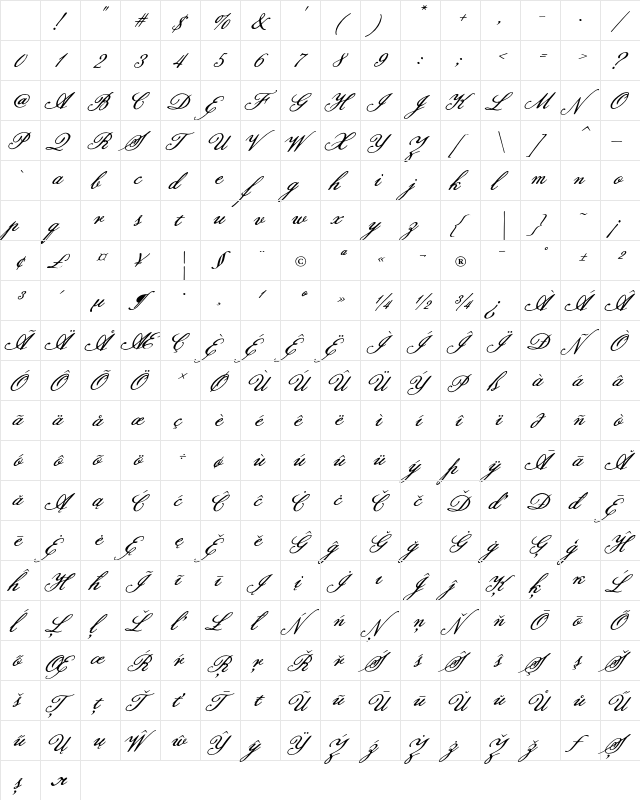 Pansy Bo Regular Character Map Pansy Bo Regular Character Map
